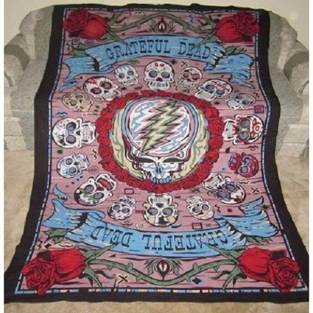 New Grateful Dead Mexicali Skulls Tapestry Gift Steal Your Face w 3D Glasses NIP